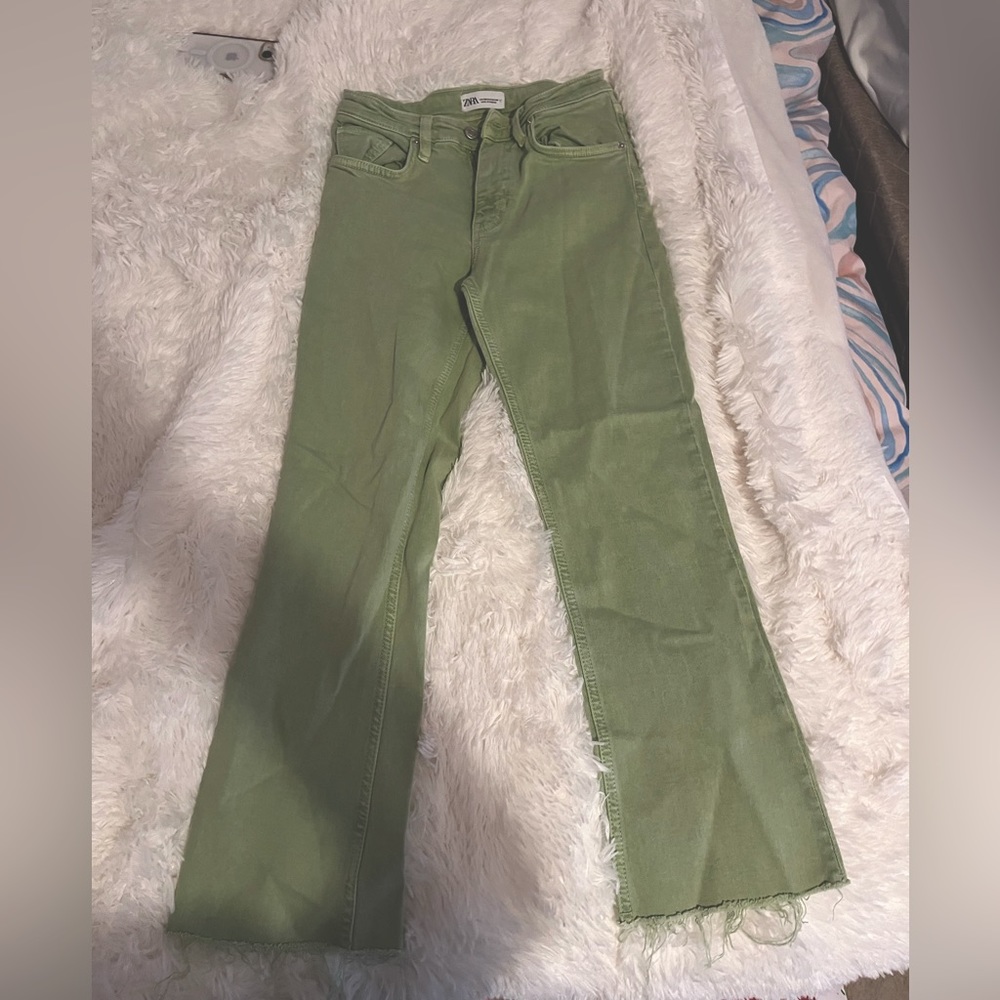 Zara green flare jeans